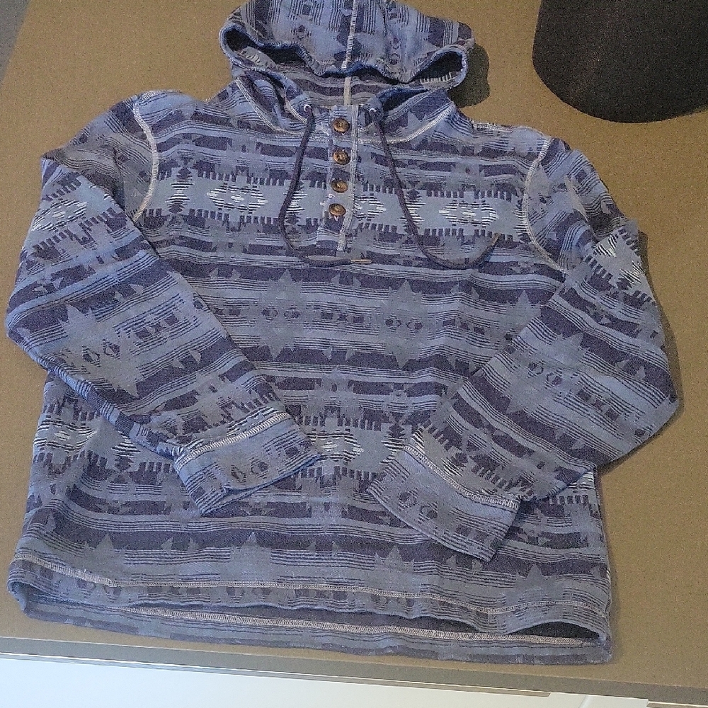 Lucky Brand Men's Blue Patterned Hoodie